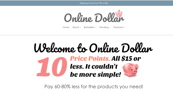 Online Dollar website header