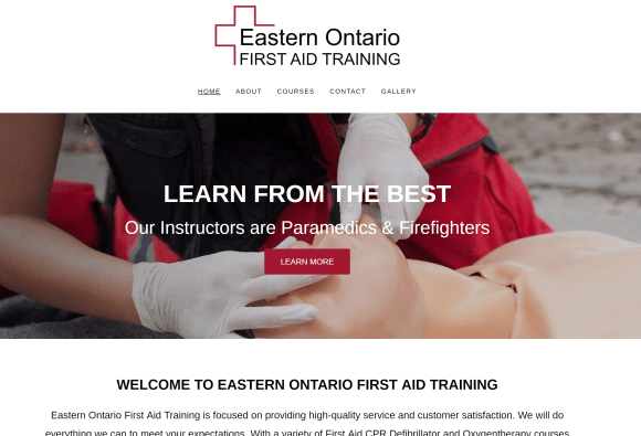 Eastern Ontario First Aid website header