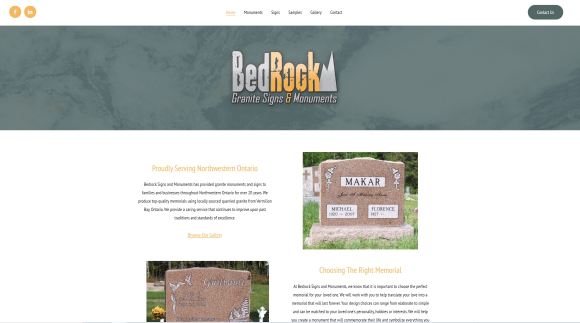 Bedrock Granite Signs website header